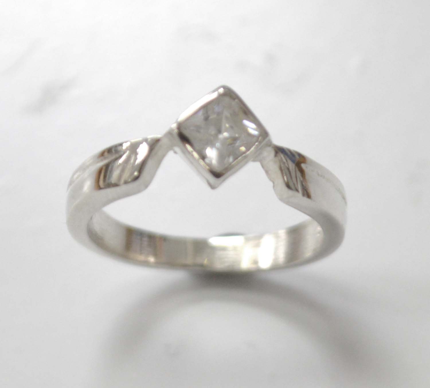 CZ Stone Ring Sterling Silver 51-2077