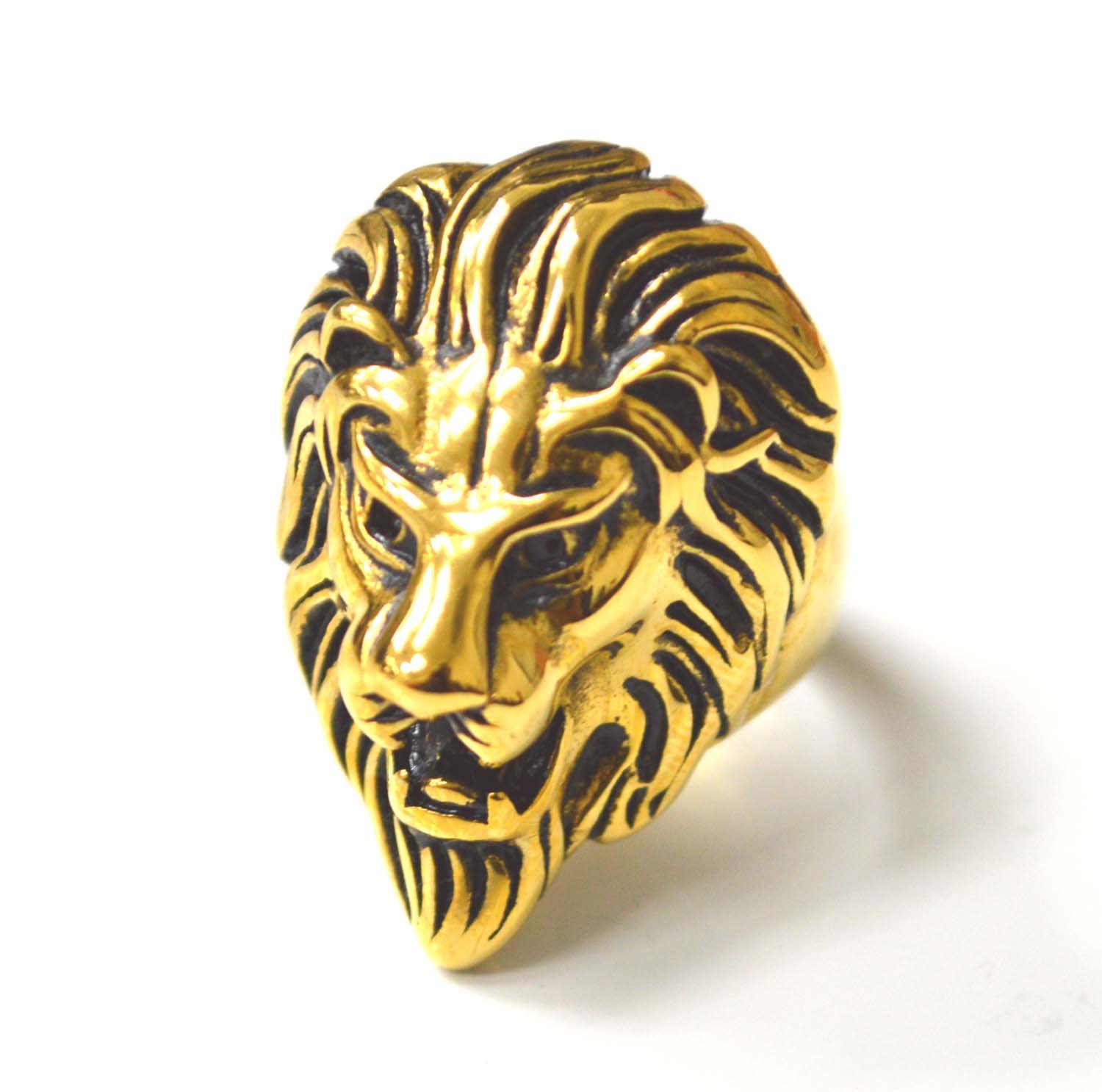 Lion Head Gold Plated Ring 81-639G