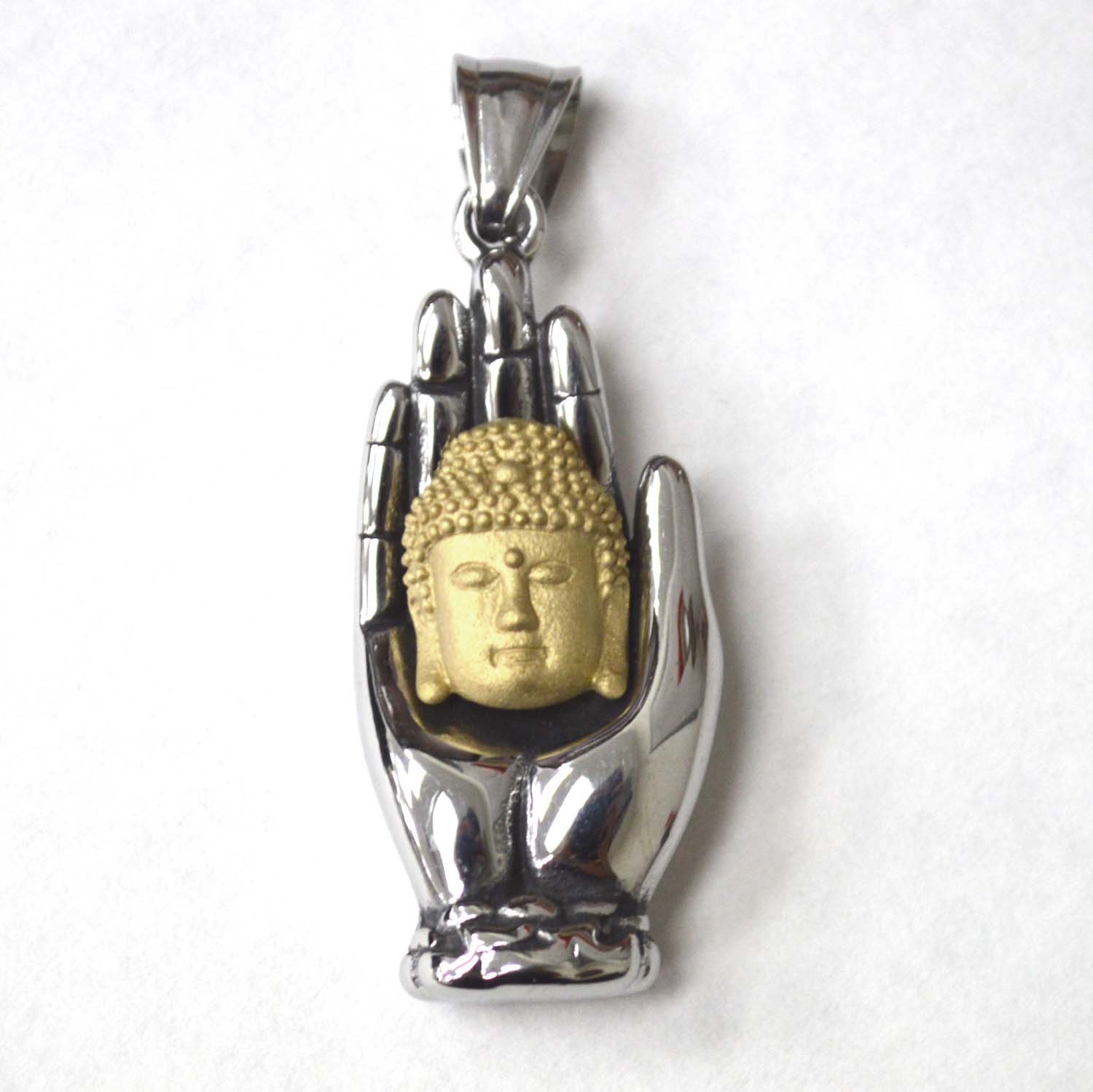 Hand with Buddha 2 Tone Gold Plated Pendant  86-2432-2T