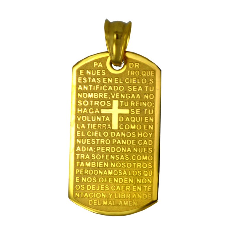 PADRE NUESTRO Gold Plated DOG TAG 86-1891G