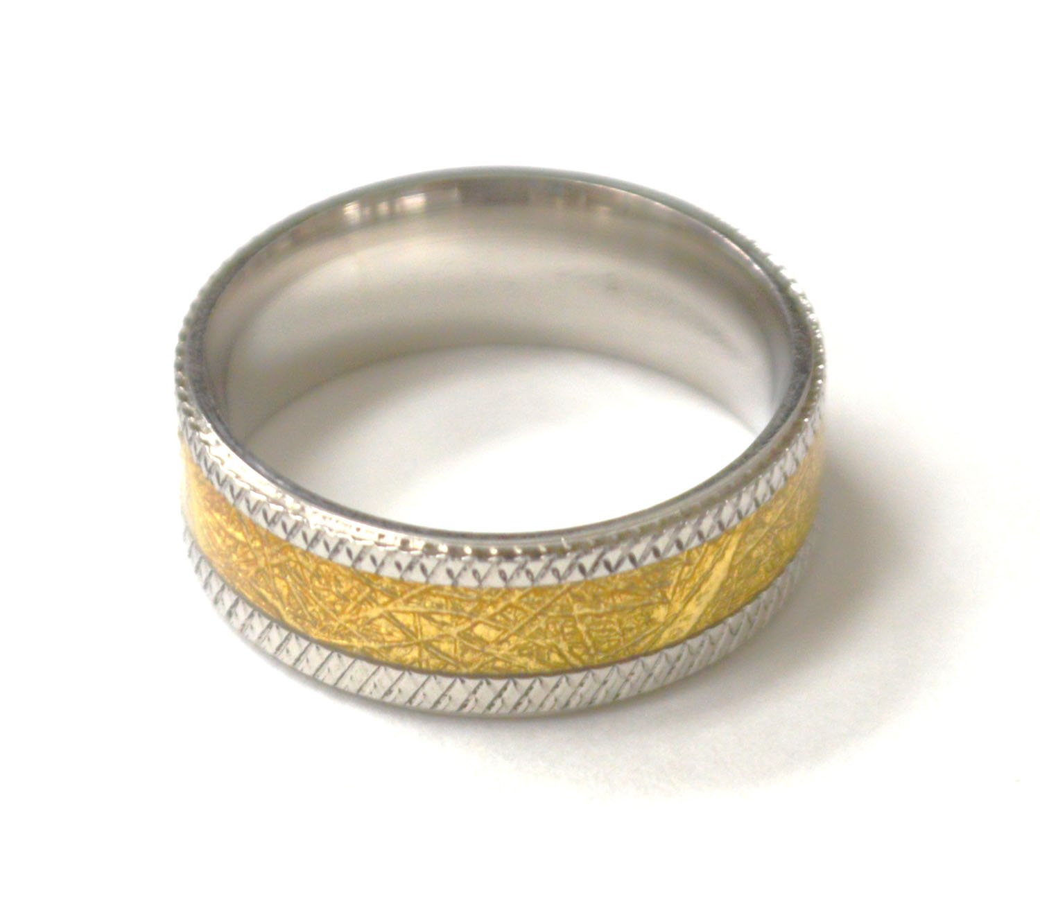 2 Tone Gold Plated Stainless Steel Ring 81-1635G