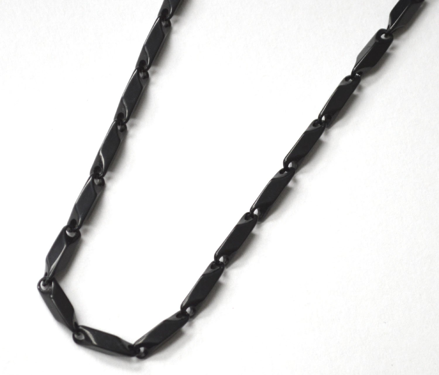 4mm Block Black Plated Necklace 85-197B-4