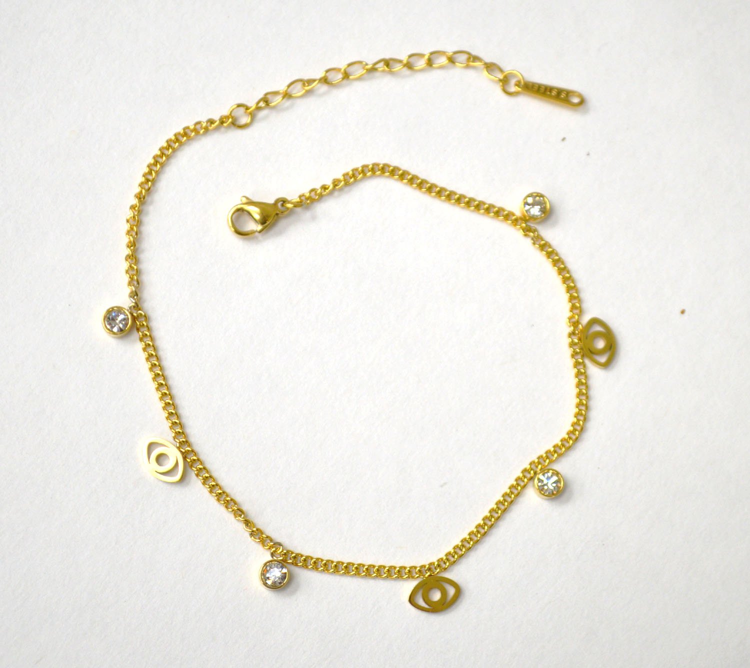 Eye CZ Stone Gold IP Plated Link 82-1898G