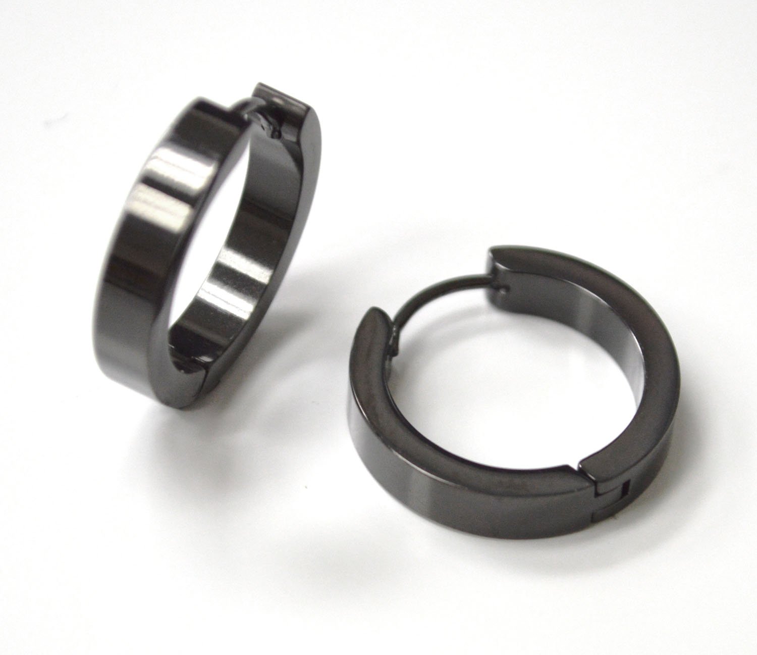 Black Plated Huggies Earring 83-723B-4